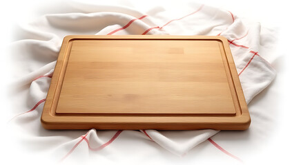 Fototapeta premium A chopping board placed on a tablecloth, isolated with a clipping path for use as a design key visual and background._00003_