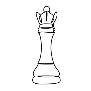recommend clip art: Chess piece queen in single line art drawing