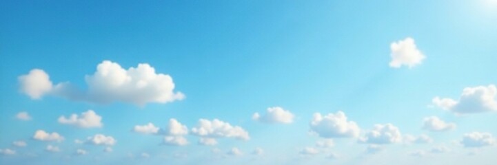 Soft focus on a blue sky with scattered clouds, blue, gentle, scattered