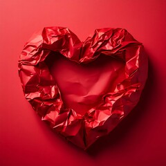 Crumpled Red Paper in Heart Shape on Red  Background – Health and Medicine Symbol
Ai Generative illustration, vector, graphic Resources, 