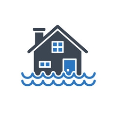Flooded Home Risk Icon