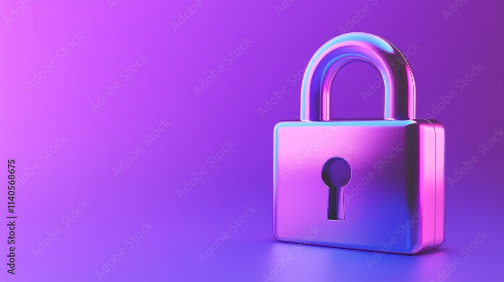 Poster closed padlock symbolizing security on gradient background