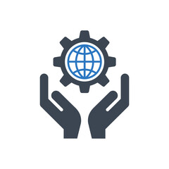 Global System with Hands Icon