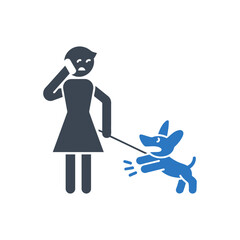 Dog Pulling Woman Icon