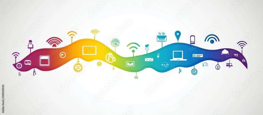 Poster global network connectivity: a vibrant illustration of interconnected devices and technologies showc