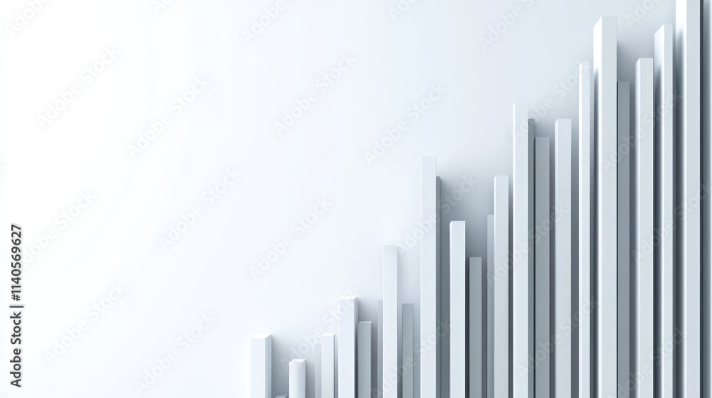 Poster abstract white geometric structure: minimalist 3d render of ascending columns
