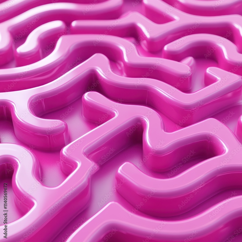 Poster abstract pattern in vibrant pink, showcasing fluid shapes and a glossy finish, creating an eye-catch