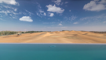Yellow desert dunes and sky timelapse hyperlapse.