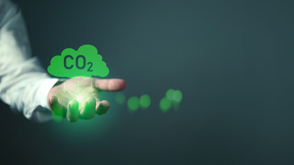 Co2 reduce, Concept of Reduce greenhouse gas emission for climate change and sustainable, Save earth, Reduce global warming, Save energy, Use renewable energy, Protect the environment.
