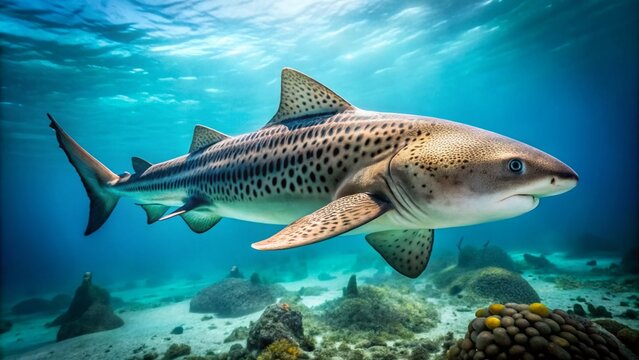 Minimalist Zebra Shark Photography: Striking Black and White Ocean Wildlife Image