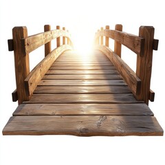 Fototapeta premium A serene wooden bridge leading into a bright light, symbolizing a journey or transition.