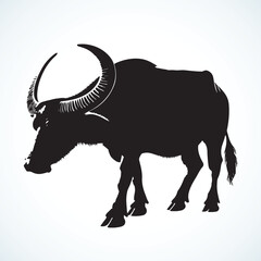 Elk vector silhouette with black and background 