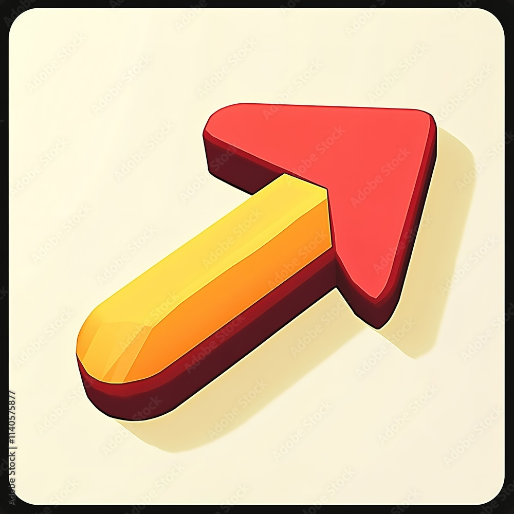 Poster red arrow pointing upwards with a yellow tip
