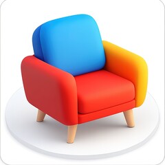 Fototapeta premium Colorful chair with a blue and red cushion