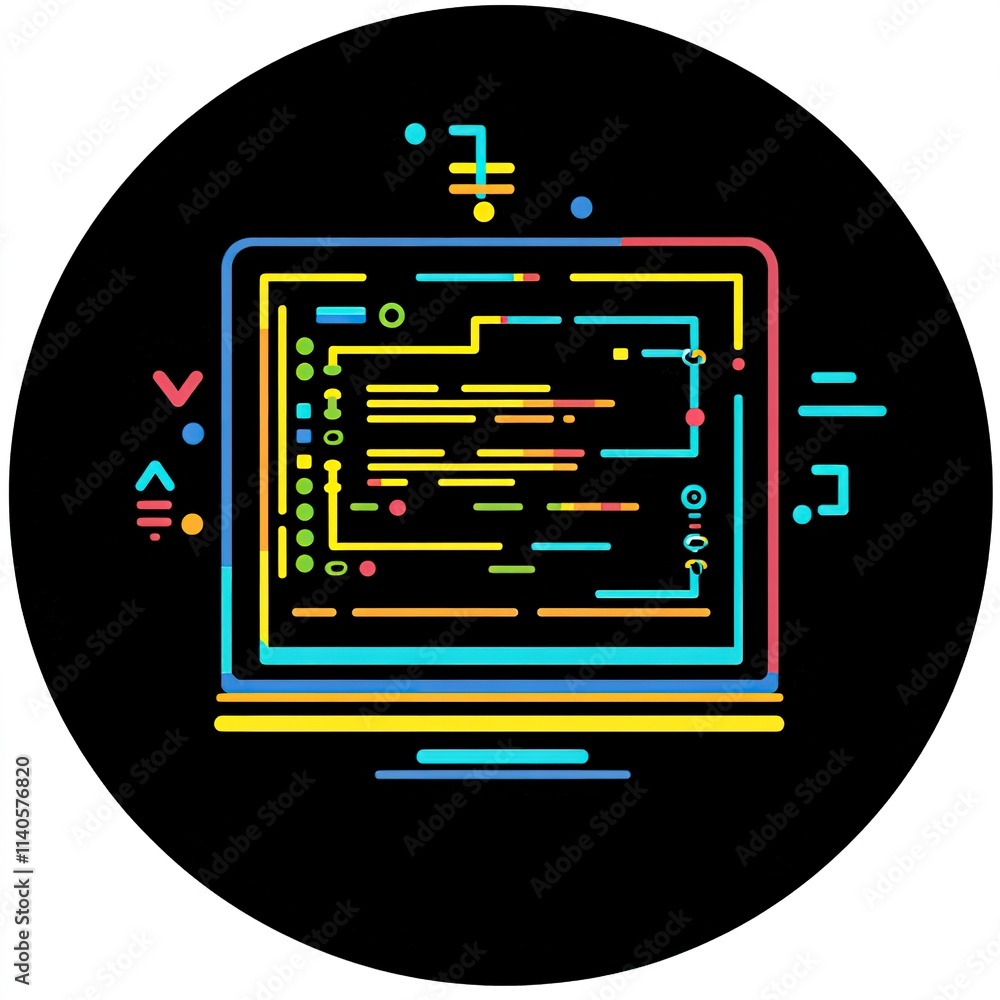 Poster computer monitor with a colorful design on it