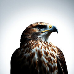Obraz premium Close-up of hawk Stock Photo, isolated on a white background. hawk Generative AI.