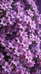 Fototapeta premium Lilac Pink Flowers in Abstract Floral Pattern, springtime beauty,