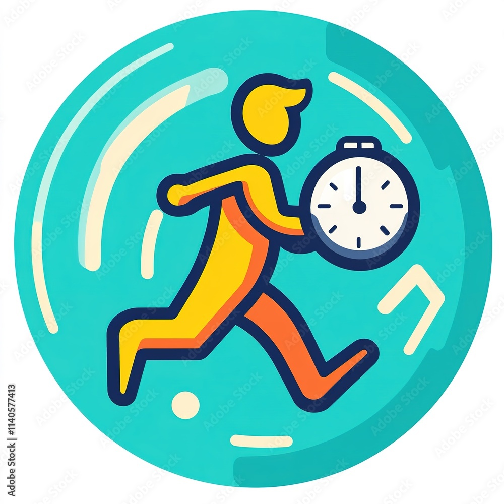 Aufkleber man is running with a clock in his hand