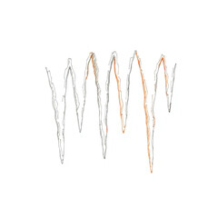 Fototapeta premium A set of medium-sized icicles hanging from a surface, isolated on a transparent background. Symbolizes winter, cold, and ice. Suitable for winter projects, seasonal decorations, and natural concepts.