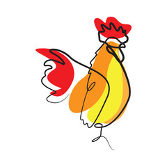 Rooster Line Art Element Design