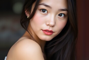 Obraz premium a close up of Asian sexy girl