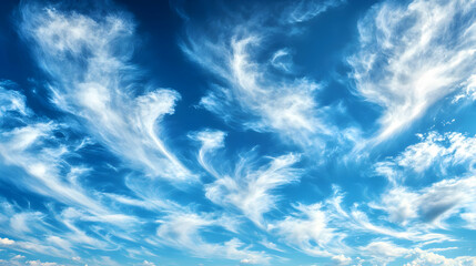 Feathery Clouds and Blue Sky - Background Image