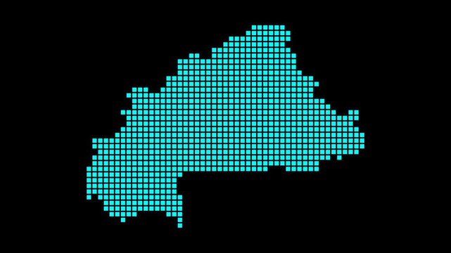 Burkina Faso digital map. Map of Burkina Faso in dotted style. Shape of the country filled with rectangles. Trendy video.