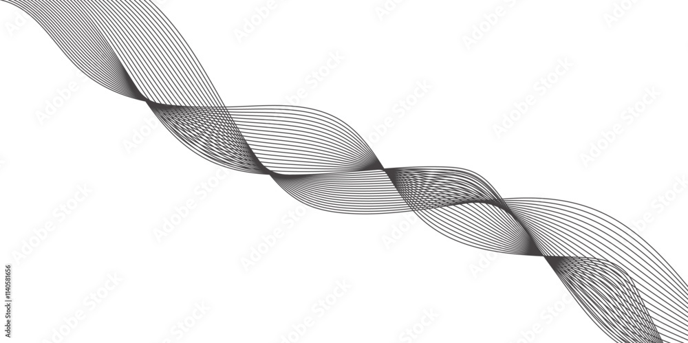 Fototapete abstract wavy grey stream element for design on transparent background isolated. vector illustration