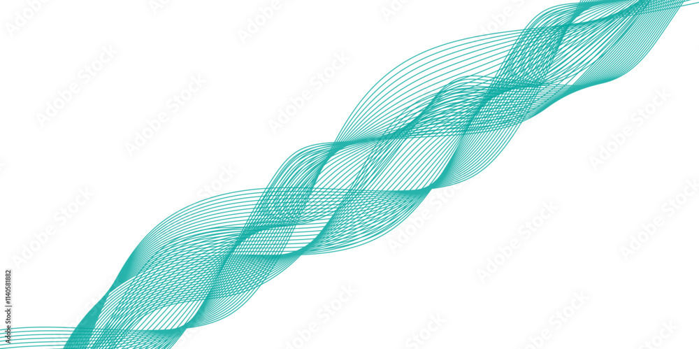 Poster abstract vector background with green wavy lines. green wave background. design element for technolo