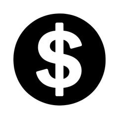 Obraz premium Black round shape with usd dollar sign icon vector illustration design on white background.