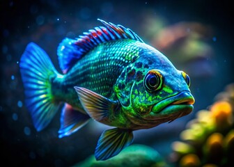 Fototapeta premium Night Aquarium Algae Eater Fish Photography: Stunning Underwater Macro Shots