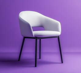 Obraz premium White chair with black legs sits on a purple background
