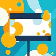Obraz premium Sign with a blue background and orange circles