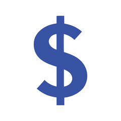 Blue dollar sign icon vector illustration design on white background.