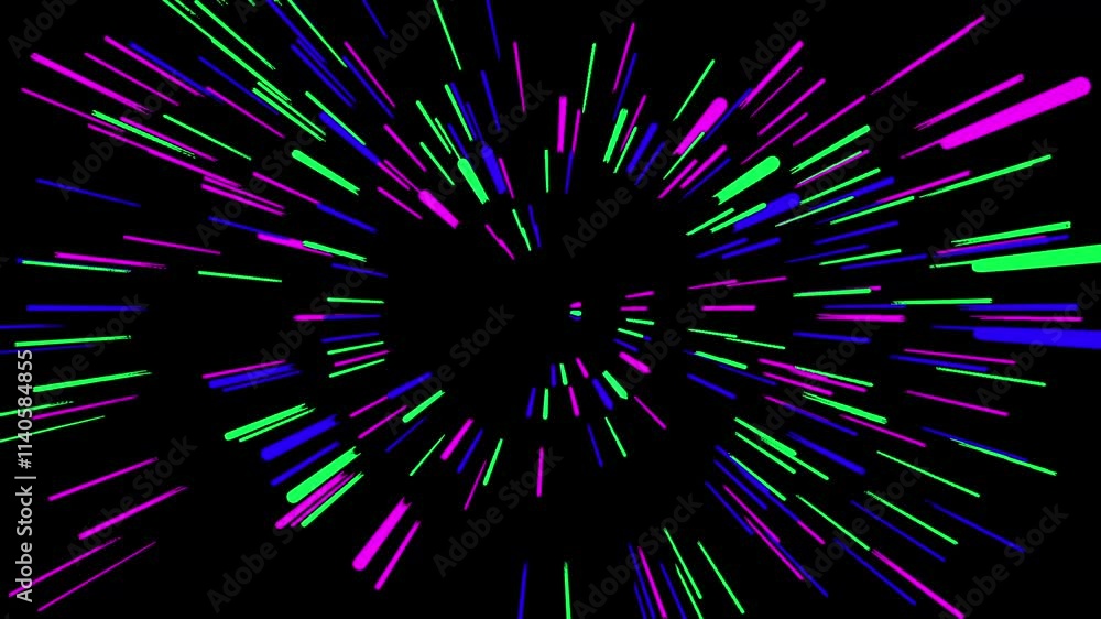 Poster abstract hyper jump into another galaxy. anime speed lines blue background. supersonic flight at the
