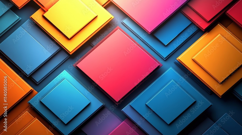 Poster colorful abstract design featuring circles and lines in bold patterns and vibrant hues