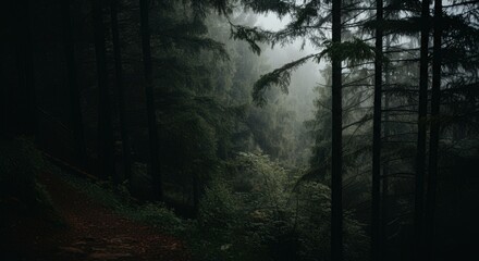 Fototapeta premium Fog in nature, cities and villages with misty forest landscape