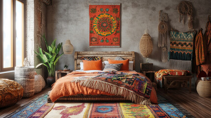 bohemian boho bedroom interior design