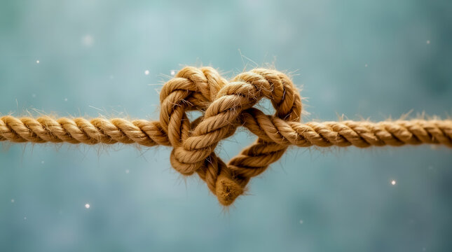 A rope is tied in a knot that looks like a heart