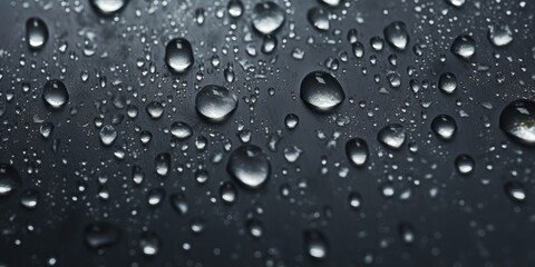 Close up of water droplets on dark black background. Water droplets concept