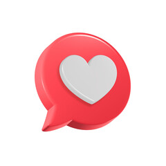 heart and love emoji icon,3D Social media online platform concept