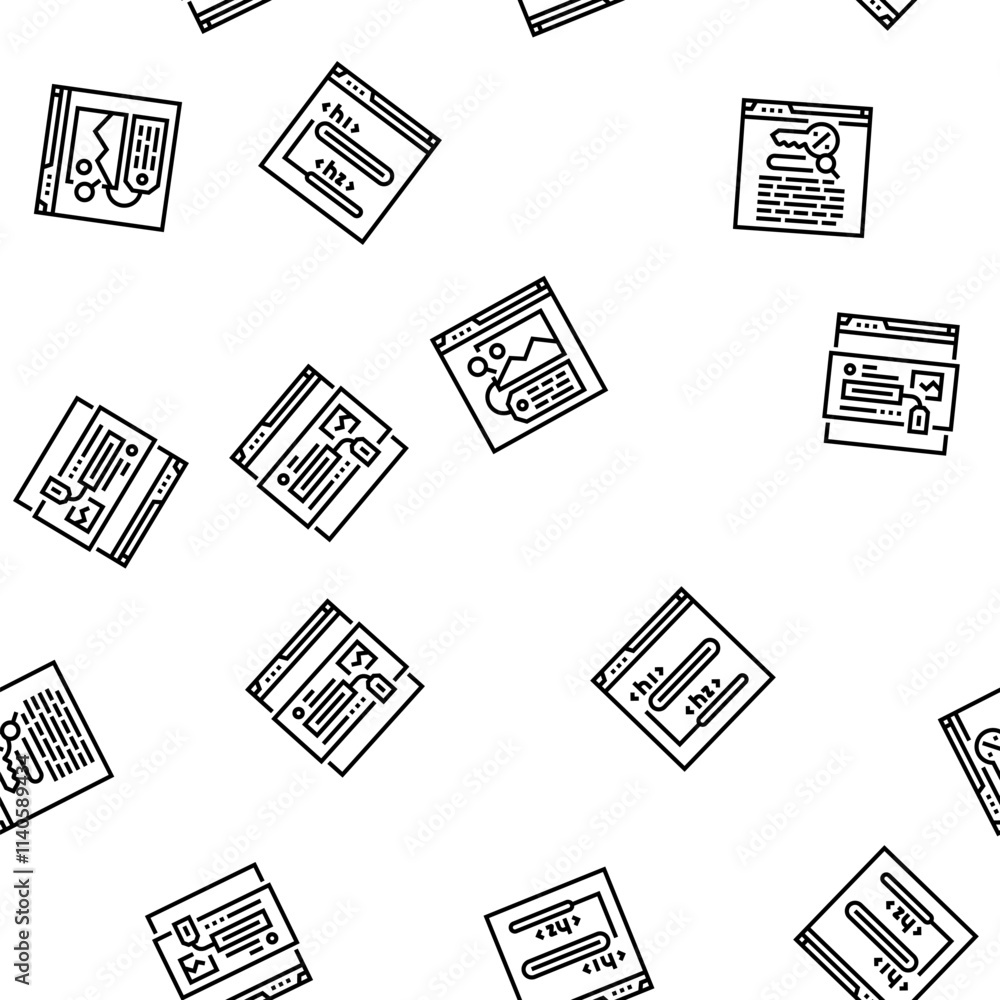 Poster seo optimize community vector seamless pattern thin line illustration