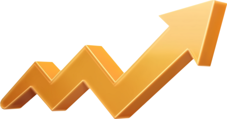 Upward arrow graph rising 3d png clipart transparent