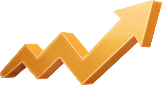 Upward arrow graph rising 3d png clipart transparent