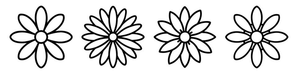 black eyesusand icon, flower line art, flower icon - Minimalistic black outline illustration of black eyesusand flower, perfect for icons, logos, and floral-themed designs.

