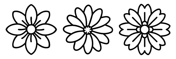coreopsis icon, flower line art, flower icon - Minimalistic black outline illustration of coreopsis flower, perfect for icons, logos, and floral-themed designs.

