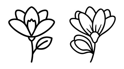 freesia icon, flower line art, flower icon - Minimalistic black outline illustration of freesia flower, perfect for icons, logos, and floral-themed designs.

