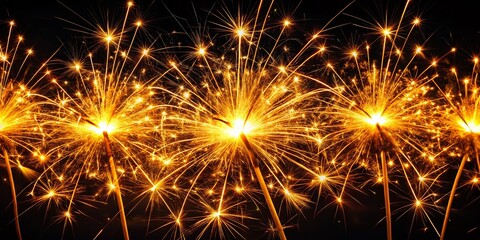 Night Photography, Long Exposure Sparkler Trails, Black Background, Fireworks, Light Painting, Abstract, Dark, Sparkle, Glowing, Festive, Celebration