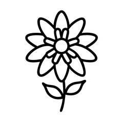 bee balm icon, flower line art, flower icon - Minimalistic black outline illustration of bee balm flower, perfect for icons, logos, and floral-themed designs.

