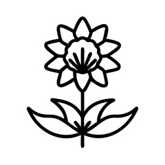 bee balm icon, flower line art, flower icon - Minimalistic black outline illustration of bee balm flower, perfect for icons, logos, and floral-themed designs.

